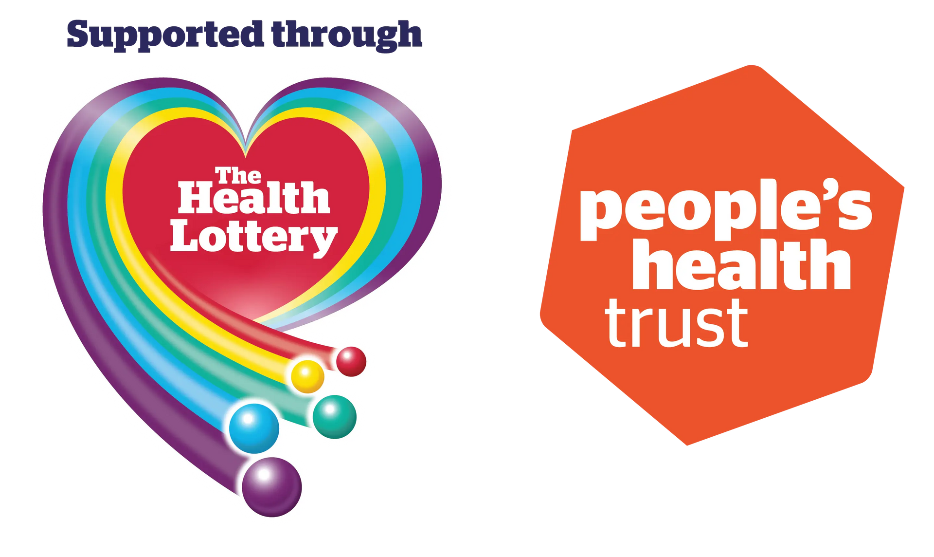 two logos for the health lottery and people 's health trust