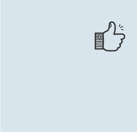 an icon of a hand giving a thumbs up on a blue background .