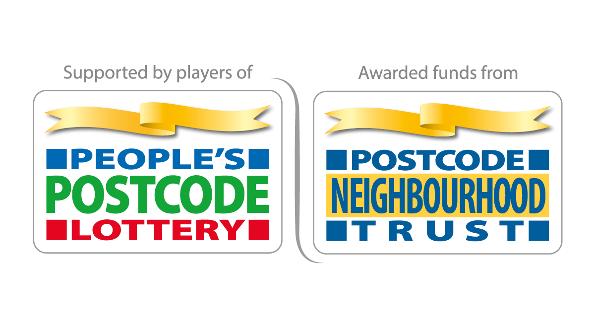 two logos for people 's postcode lottery and postcode neighbourhood trust
