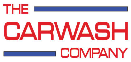 A red and blue logo for the carwash company