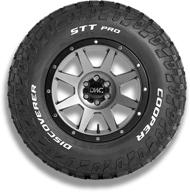 A close up of a tire on a wheel on a white background.