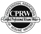 The logo for the professional association of resume writers is a certified professional resume writer.