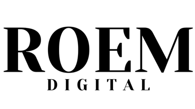 ROEM Digital logo, black text. 