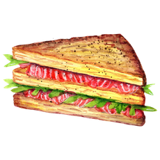 water color picture of sandwich