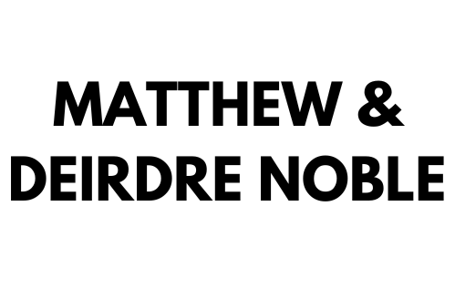The logo for matthew & deirdre noble is black and white.
