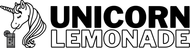 A black and white logo for unicorn lemonade with a unicorn on it.