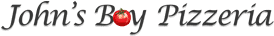 The logo for john 's boy pizzeria has a red tomato on it.