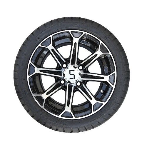 Black And Silver Car Wheel With Tire, Center Cap — Buggies & Batteries in Hidden Valley, QLD