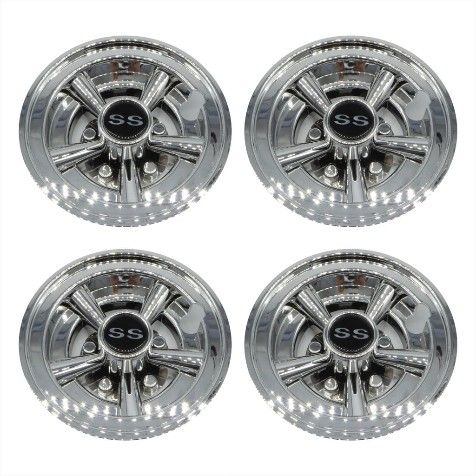 Four Chrome Ss Hubcaps In A Square Formation — Buggies & Batteries in Hidden Valley, QLD