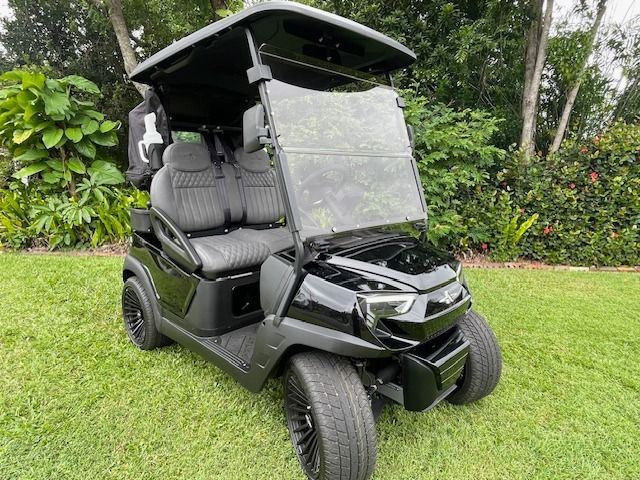 Black Golf Cart With Windshield — Buggies & Batteries in Hidden Valley, QLD
