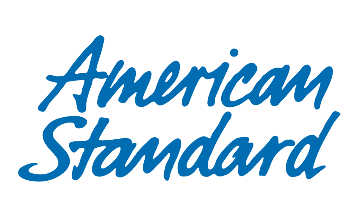 the american standard logo is blue and white on a white background .