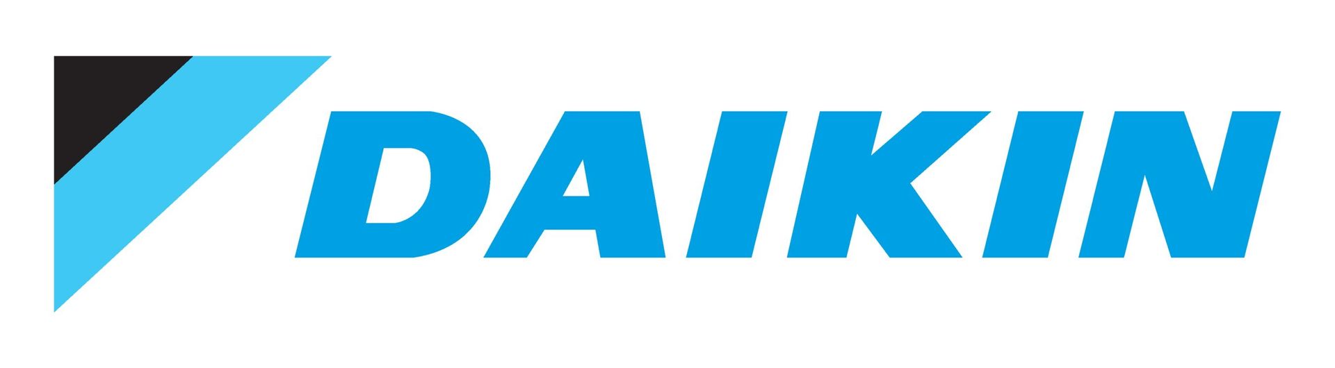 the daikin logo is blue and black on a white background .