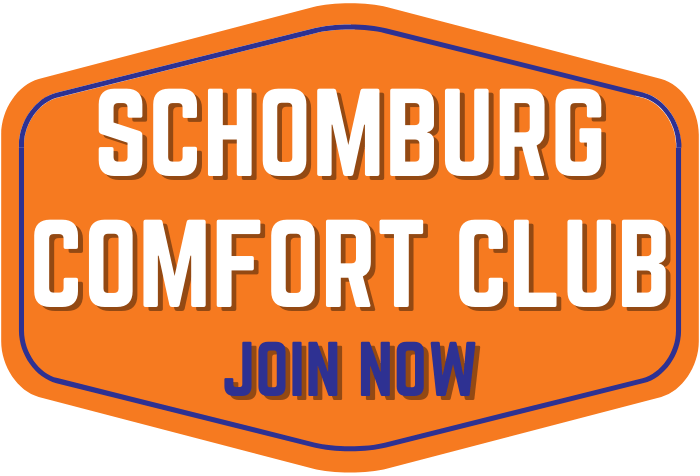 a sign that says ' schomburg comfort club join now ' on it