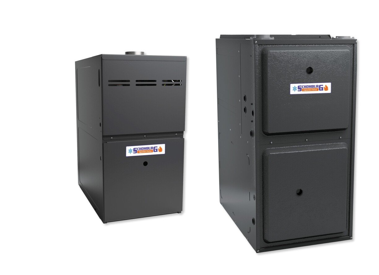 two black furnaces are stacked on top of each other on a white background .