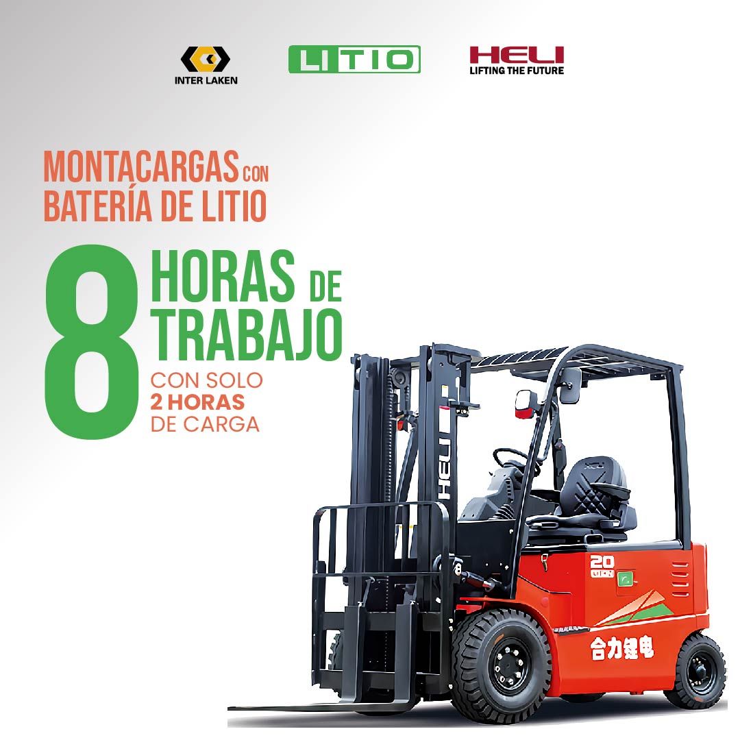 Un anuncio de una carretilla elevadora que dice 8 horas de trabajo