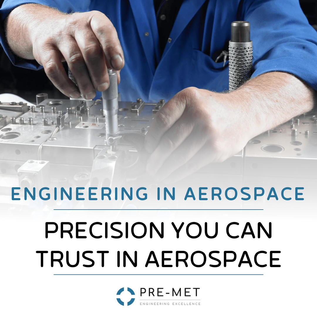 Hands working on metal in an aerospace engineering setting. Text: 