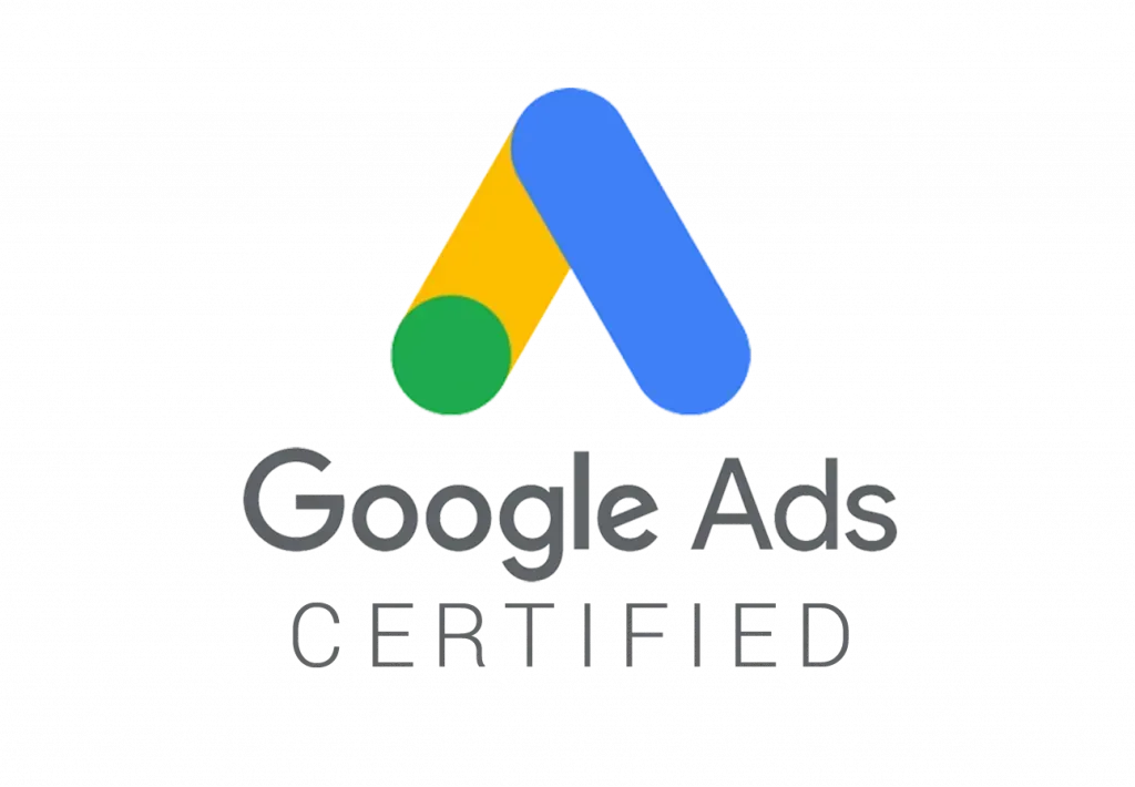 Google Ads Certified logo: a blue, yellow, and green 