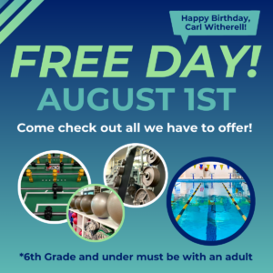 Flyer: Free day August 1st.
