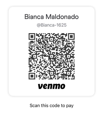 Venmo QR code for Bianca Maldonado, username @Bianca-1625. 