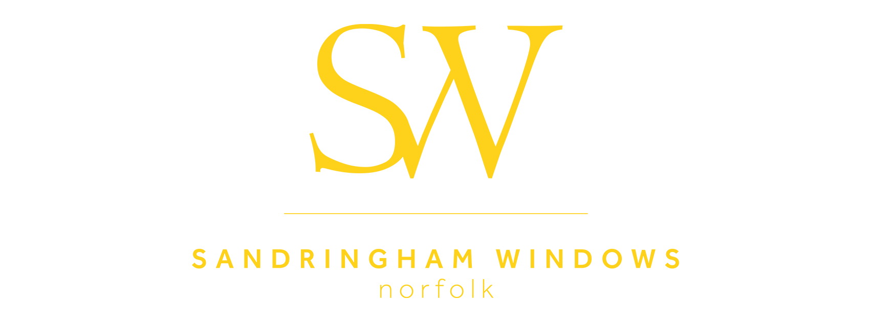 Sandringham Windows Norfolk Logo with gold writing on a purple background