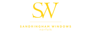 Sandringham Windows Norfolk Logo with gold writing on a purple background
