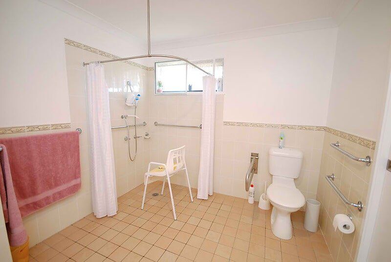 Newly Remodeled Bathroom with Grabrail — Home Modification Services In Byron Bay, NSW
