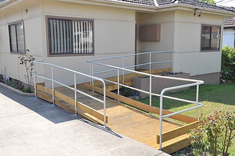 Wooden Ramp with Grabrail — Home Modification Services In Byron Bay, NSW