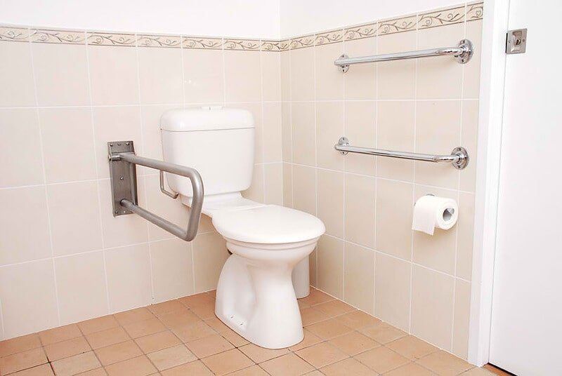 Custom Toilet Bowl with Handrail — Home Modification Services In Byron Bay, NSW