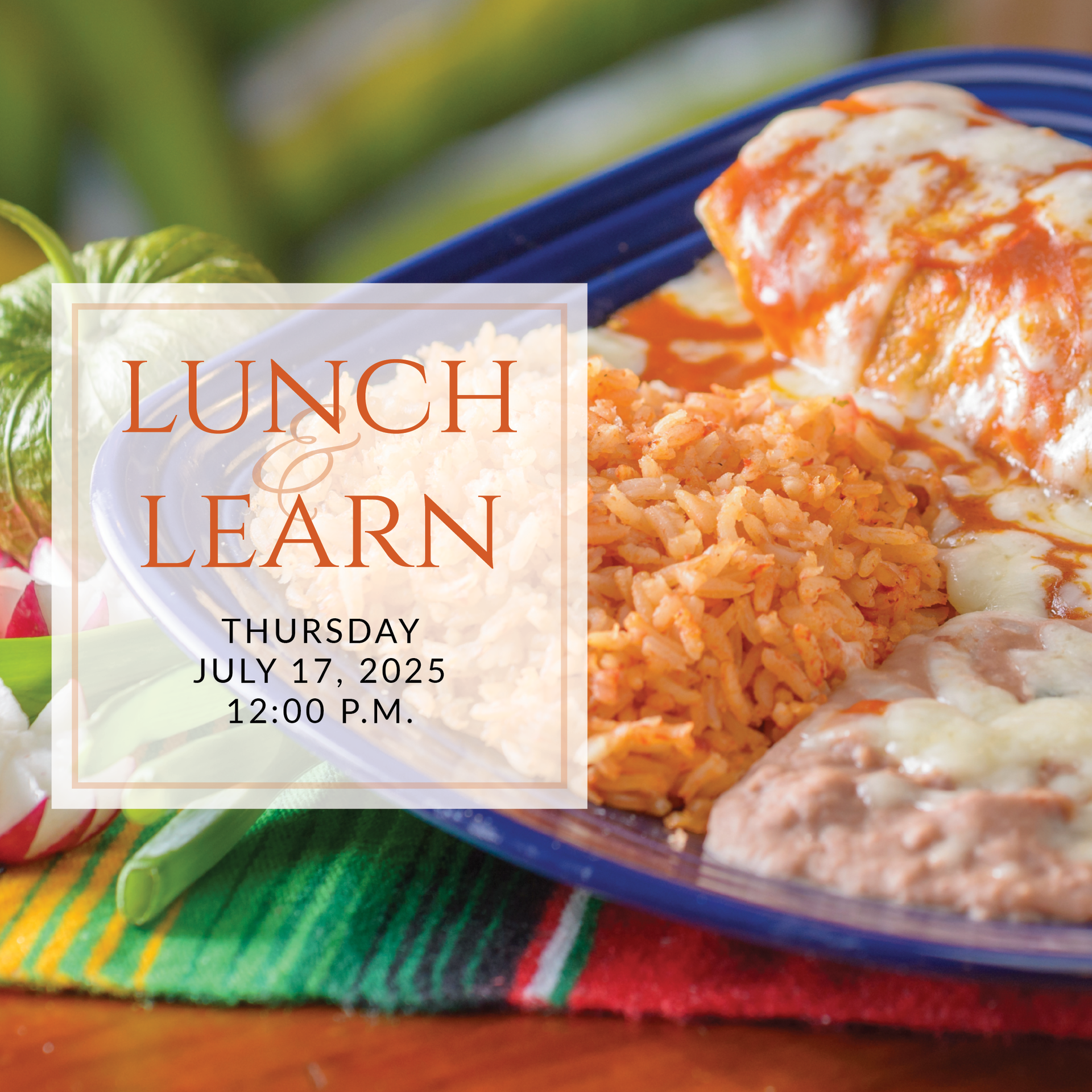 a plate of sandwiches on a table with the words lunch & learn on it