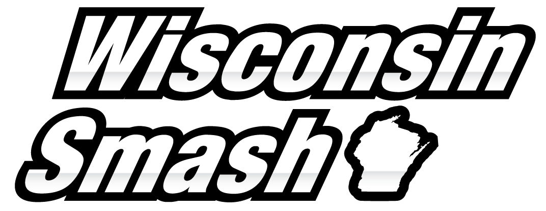 A black and white logo for wisconsin smash.