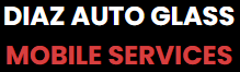 Diaz Auto Glass Mobile Services Diaz Auto Glass, mobile services; white text on black, red text below.
