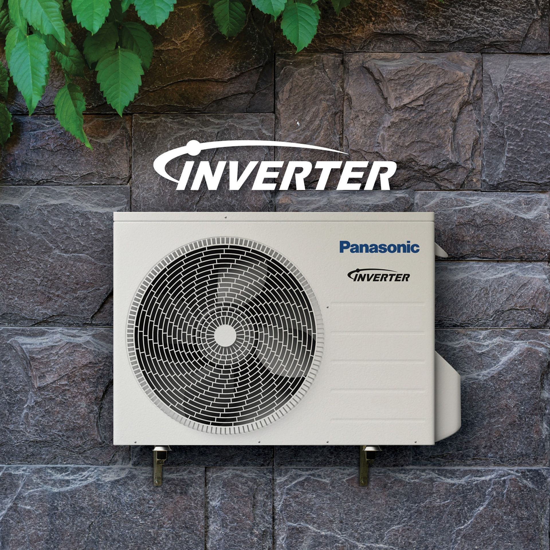 Panasonic Inverter Air Conditioner Mounted on a Stone Wall — Frostys Air-Conditioning Services in Cannonvale, QLD