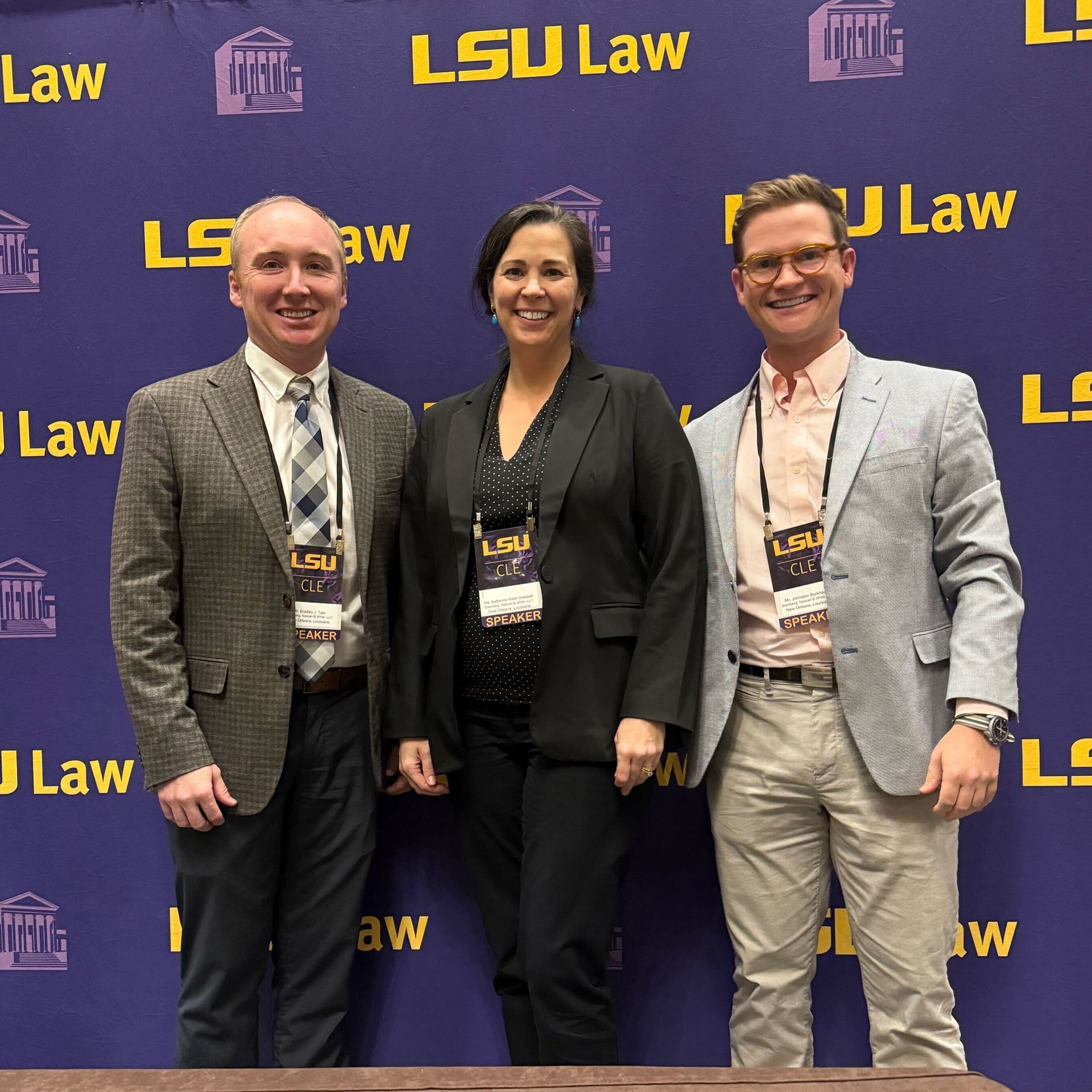 SNW Attorneys Brad Tate, Katherine Gressett, and Johnston Burkhardt at the LSU Law Estate Planning Conference