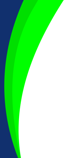 A green and white circle on a blue background.