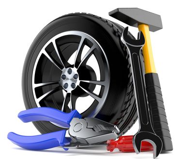 Mechanic — Car Wheel with Work Tools in Morristown, TN