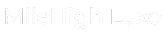 The white text "Mile High Luxe" in a modern, sans-serif font against a solid black background.