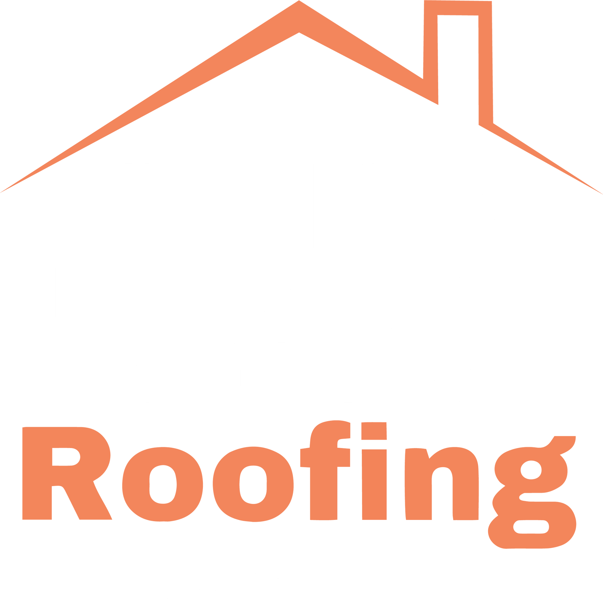 A logo for a roofing company with a roof and the word roofing.