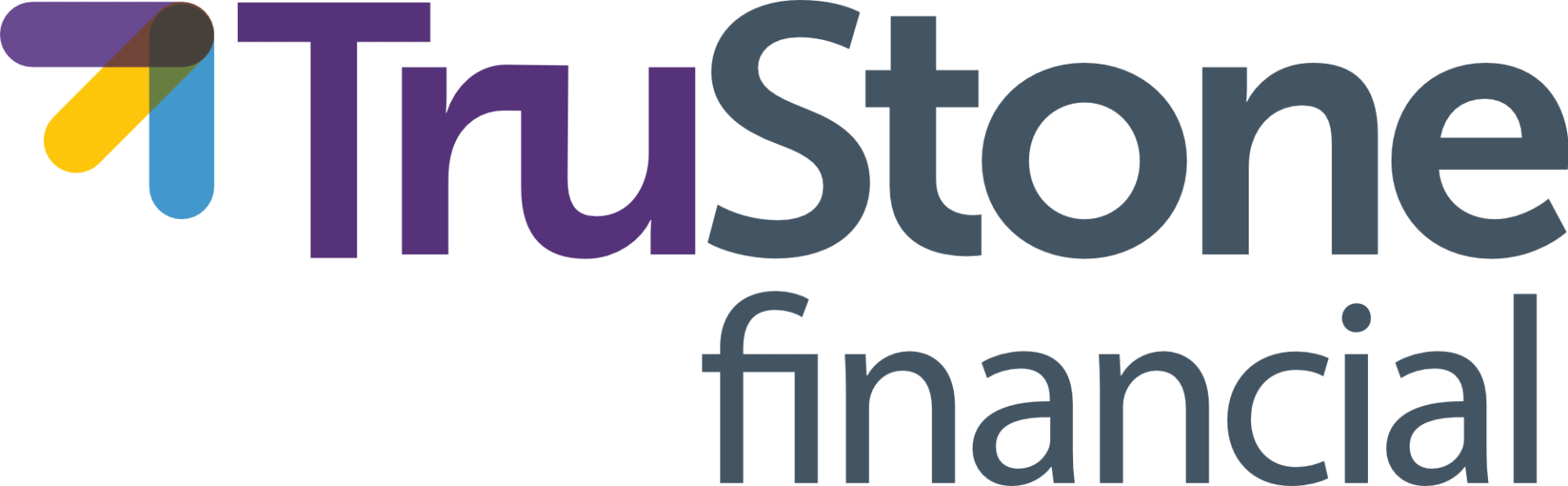 TruStone Financial logo with a multi-colored arrow and text.