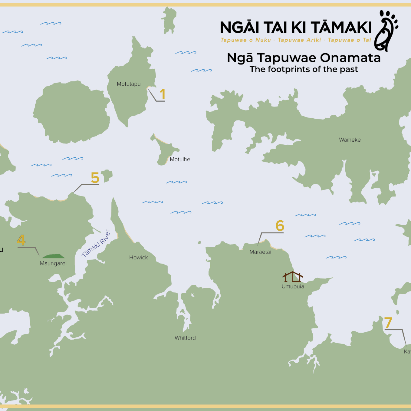 Ngā Tapuwae Onamata - a map of Ngāi Tai ki Tāmaki sites of interest