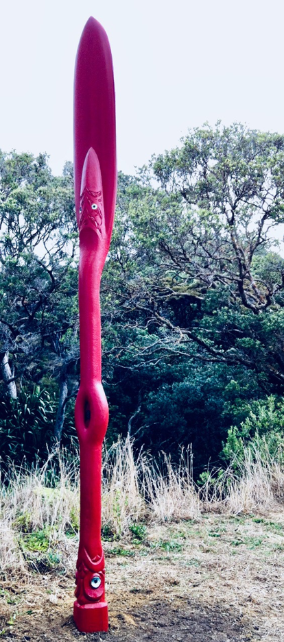 A shared Ngāi Tai and Ngāti Paoa carving at Tāwhitokino.