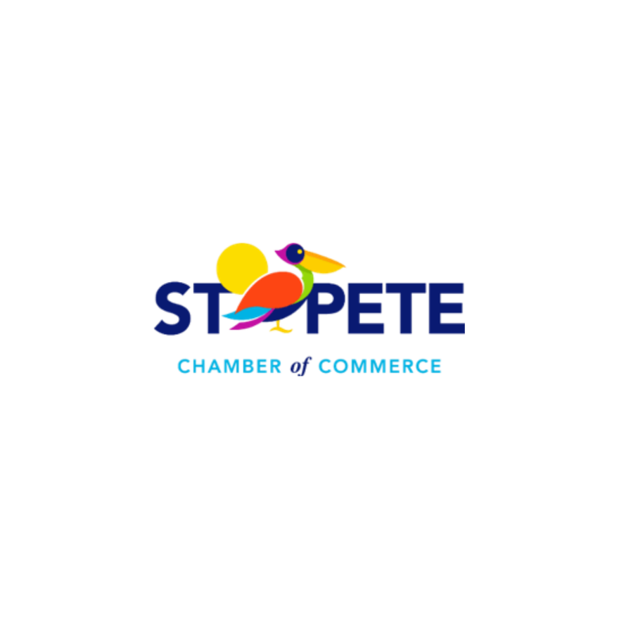 A colorful logo for the st pete chamber of commerce