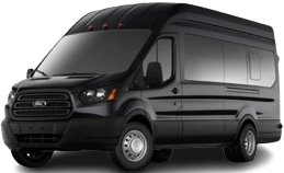 A black van is shown on a white background