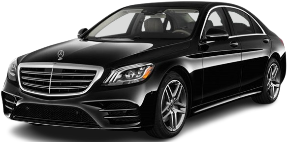 A black mercedes benz s class is shown on a white background.