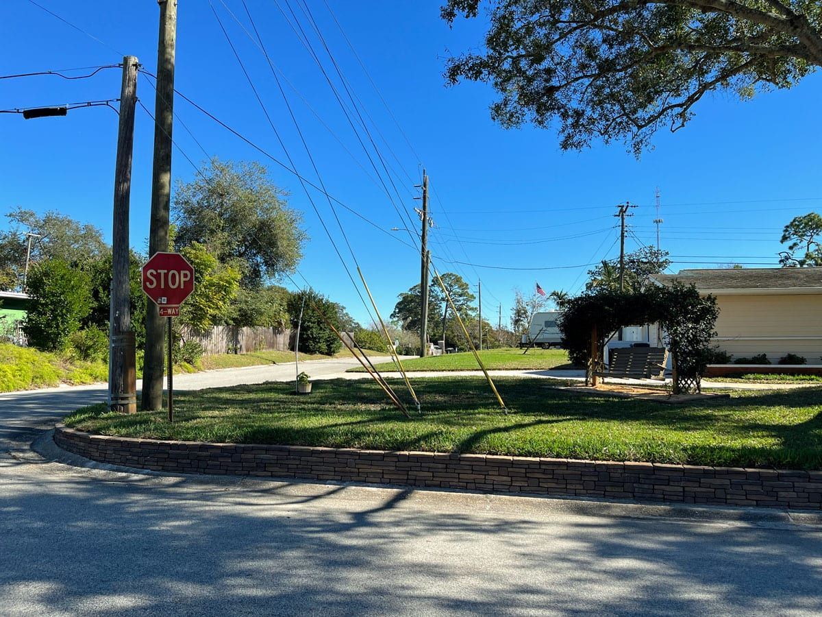 A stop sign is on the side of the road