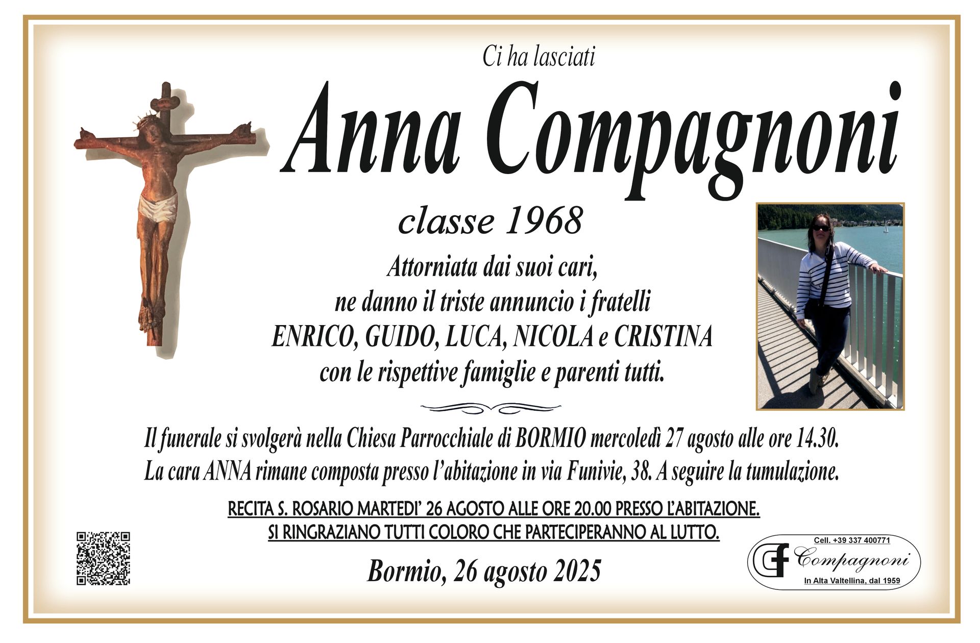 Invito al funerale di maria antonioli classe 1934