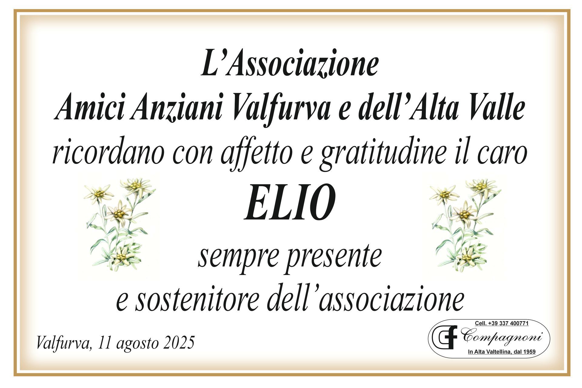 Invito al funerale di maria antonioli classe 1934