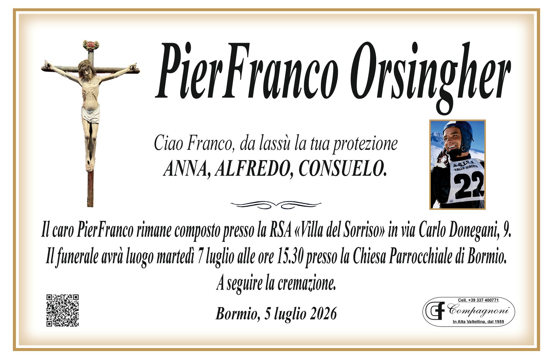 Un biglietto funebre per pietro antonioli con la foto di un uomo
