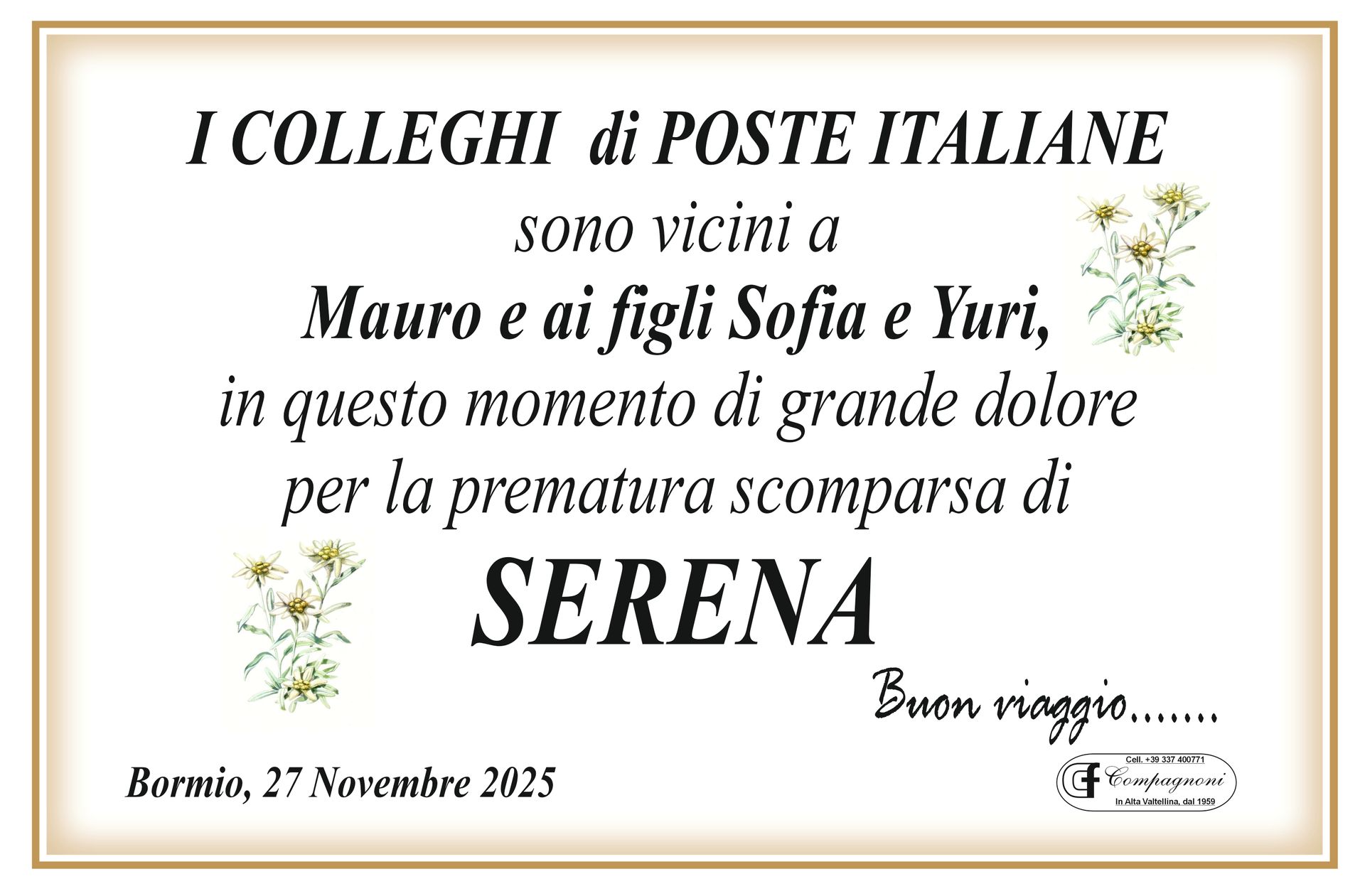 Invito al funerale di maria antonioli classe 1934