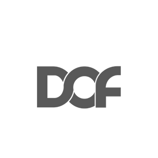 Gray DOF logo with interlocking letters.