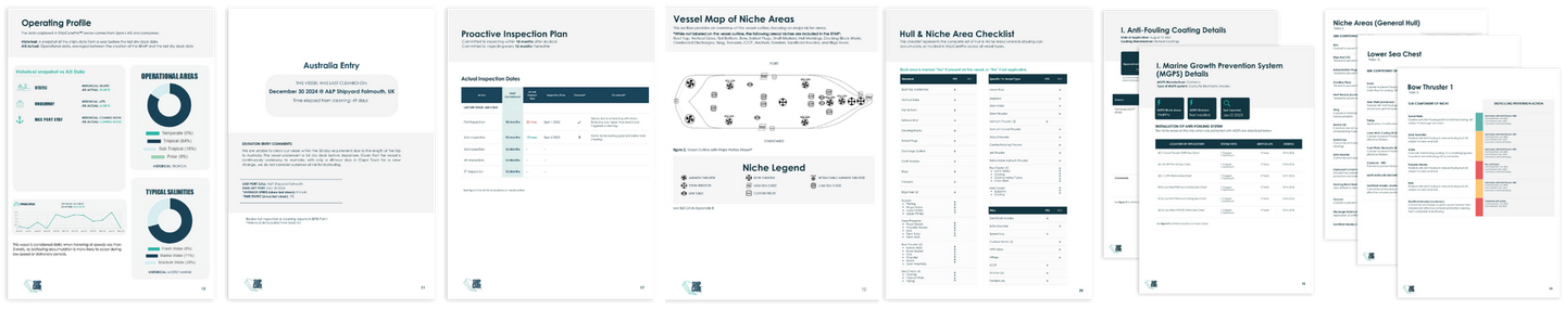 Screenshots of a user interface with charts, data tables, and navigation elements.